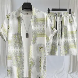 Men Night Suit Set Light Green Printed-image-58