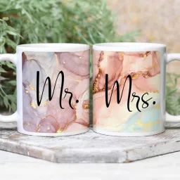 Perfect Pair Printed Ceramic Coffee 350 ml Best Gift for Couple Gift Ceramic Coffee Mug-67