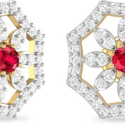 PC Jeweller The Evelynne Yellow Gold 18kt Diamond, Ruby Drop Earring-image-89