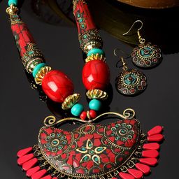 Shining Diva Gold-Plated Artificial Beads Jewellery Set image 2