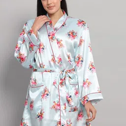 HANDICRAFT PALACE Printed Satin Silk Bath Robe-picture-12
