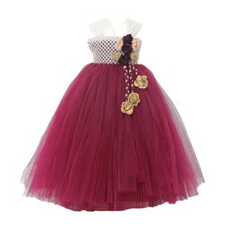 TINY MINY ME Girls Burgundy & White Halter Neck Gown-image-32