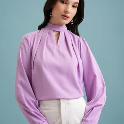Tokyo Talkies Keyhole Neck Blouson Regular Top-image-27