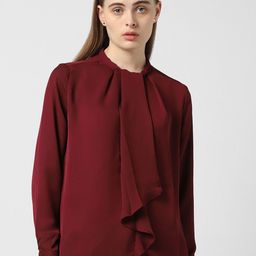 Van Heusen Woman Pleated Round Neck Formal Cuffed Sleeves Top-picture-16