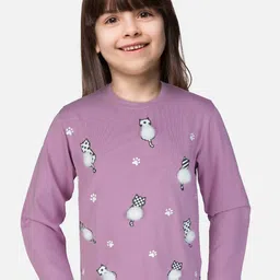 Gini and Jony Girls Purple Printed Round Neck Top-image-82