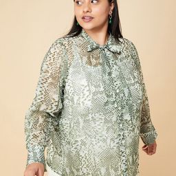 max Self Design Tie-Up Neck Cuffed Sleeves Top-image-41