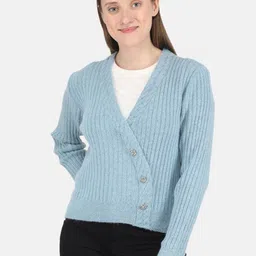 Monte Carlo Women Blue  Striped Cardigan-image-63
