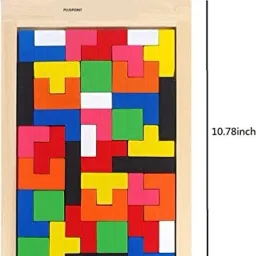 ntz Wooden Tetris Russian Block Jigsaw Puzzle Toy-40 pcs LEARNIG (Multicolor) image 5
