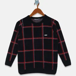 Monte Carlo Boys Black & Red Checked Wool Pullover-image-30