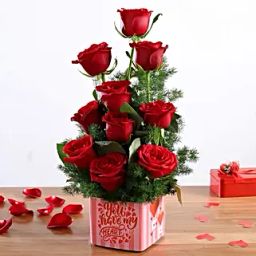 Red Roses Bunch In You Have My Heart Sticker Vase-43