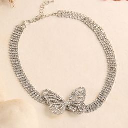 SOHI White & Silver-Toned Silver-Plated Choker Necklace-20