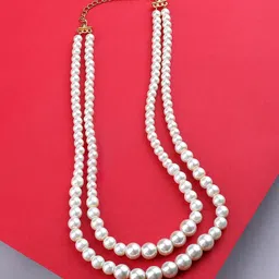 Zaveri Pearls White & Gold-Plated Layered Necklace-32