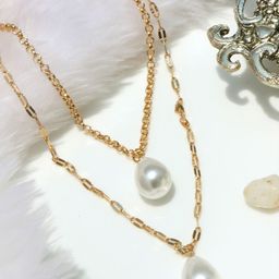JOKER & WITCH Women Gold-Toned Alloy Pearl Drop Multi Layered Necklace-11