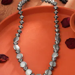Yellow Chimes Silver-Plated Oxidised Beads Adjustable Vintage Boho Necklace-image-74