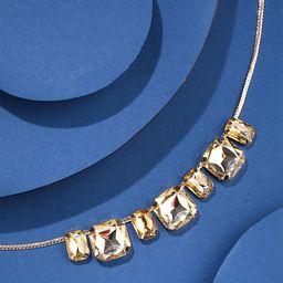 Yellow Chimes Gold Toned Stone Studded Necklace-image-49