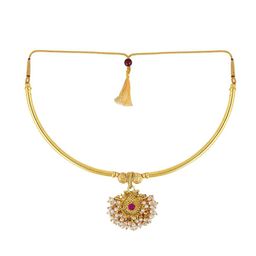 MEENAZ Gold-Plated Stone-Studded & Beaded Choker Necklace-image-96