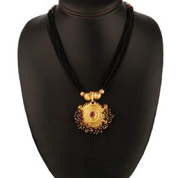 MEENAZ Gold-Plated Stone-Studded & Beaded Mangalsutra-image-98