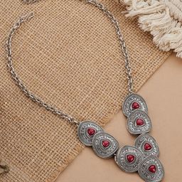 TEEJH Yamini Silver-Plated Oxidised Necklace-picture-38