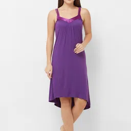 Soie Purple Knee Length Nightdress-image-36