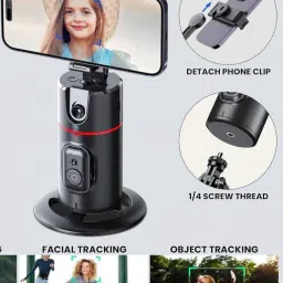 EVAAENTERPRISES P02 Gimbal Stabilizer Black Color And Smart A.I. Technology 2 Axis Gimbal for Mobile, Camera image 4