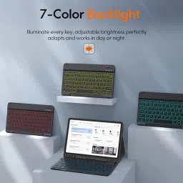Bestor Bluetooth Keyboard with Pencil Holder for 11th10th Gen Built-in 7-Colors Backlit Bluetooth, Wireless Laptop-size Tablet Keyboard Compatible with iPad, Laptop, Tablet image 5
