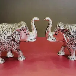 Elephant Statue silver Polish for Your Home,Office Table & Gift Article Decorative Showpiece-8.5 cm-26