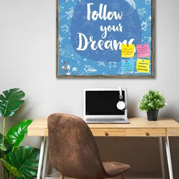 ArtzFolio Blue Typography Printed Wood Bulletin Board With Sticky Notes-37