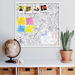 ArtzFolio White Bright Monochrome Printed Wooden Bulletin Board With Sticky Notes-55