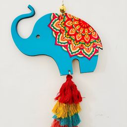 Classy Tulip Blue & Yellow Printed Elephant Wall Hanging-97