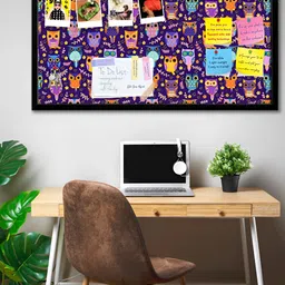 ArtzFolio Purple Owl Printed Wooden Bulletin Board With Sticky Notes-picture-38