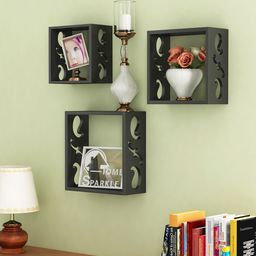 Home Sparkle Set Of 3 Solid MDF Wall Shelves-42