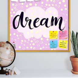 ArtzFolio Purple Dream Printed Wooden Bulletin Board With Sticky Notes-18