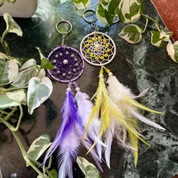 UVID ART AND CRAFT SUPPLIES Purple & Yellow 2 Pieces Feathers Hanging Windchimes-image-77