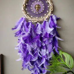 UVID ART AND CRAFT SUPPLIES Purple & Beige Feathers Hanging Windchimes-42