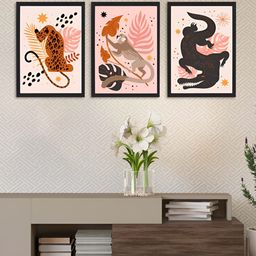Giftii Pink & Black 3 Pieces Wooded Wall Art-21