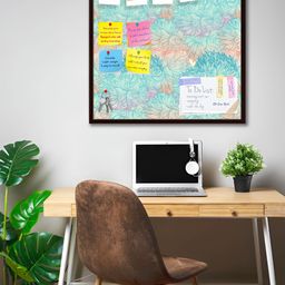 ArtzFolio Blue & Brown Vintage Cloudy Printed Wooden Bulletin Board With Sticky Notes &-9
