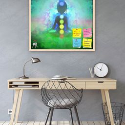 ArtzFolio Camel Brown & Blue Printed Wooden Bulletin Board & Sticky Notes Wall Decor-13