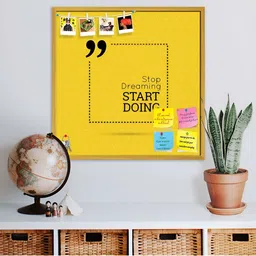ArtzFolio Yellow Wooden Bulletin Board With Sticky Notes Push Pins & Wall Nails-image-86