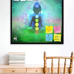 ArtzFolio Green & Blue Yoga Lotus Pose Printed Wooden Bulletin Board-image-89