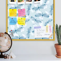 ArtzFolio Blue Butterflies d2 Printed Wooden Bulletin Board With Sticky Notes-53