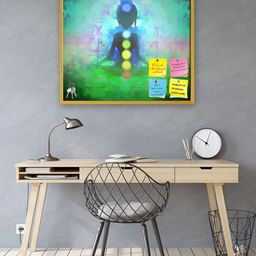 ArtzFolio Gold Toned & Green Printed Wooden Bulletin Board-44