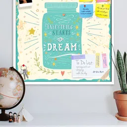 ArtzFolio White Printed Wooden Bulletin Board With Sticky Notes-4