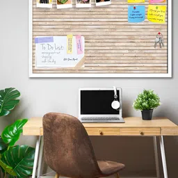 ArtzFolio White & Yellow Printed Wooden Bulletin Board & Sticky Notes Wall Hangings Decor-35