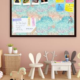 ArtzFolio Blue & Brown Printed Wooden Bulletin Board With Sticky Notes-7