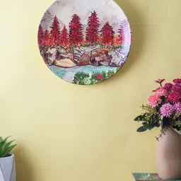 The Decor Mart White & Red InterLaken View Wall Plate-image-68