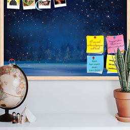 ArtzFolio Brown Winter Landscape Wooden Bulletin Board With Sticky Notes-53