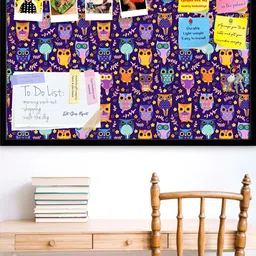 ArtzFolio Purple & Black Printed Wooden Bulletin Board With Sticky Notes-16