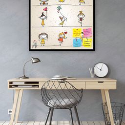 ArtzFolio Black Printed Wooden Bulletin Board With Sticky Notes-0