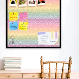 ArtzFolio Black Wavy Printed Wooden Bulletin Board With Sticky Notes-image-97