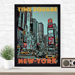 Gallery99 Green Time Square New-York Paper Framed Wall Art-image-85